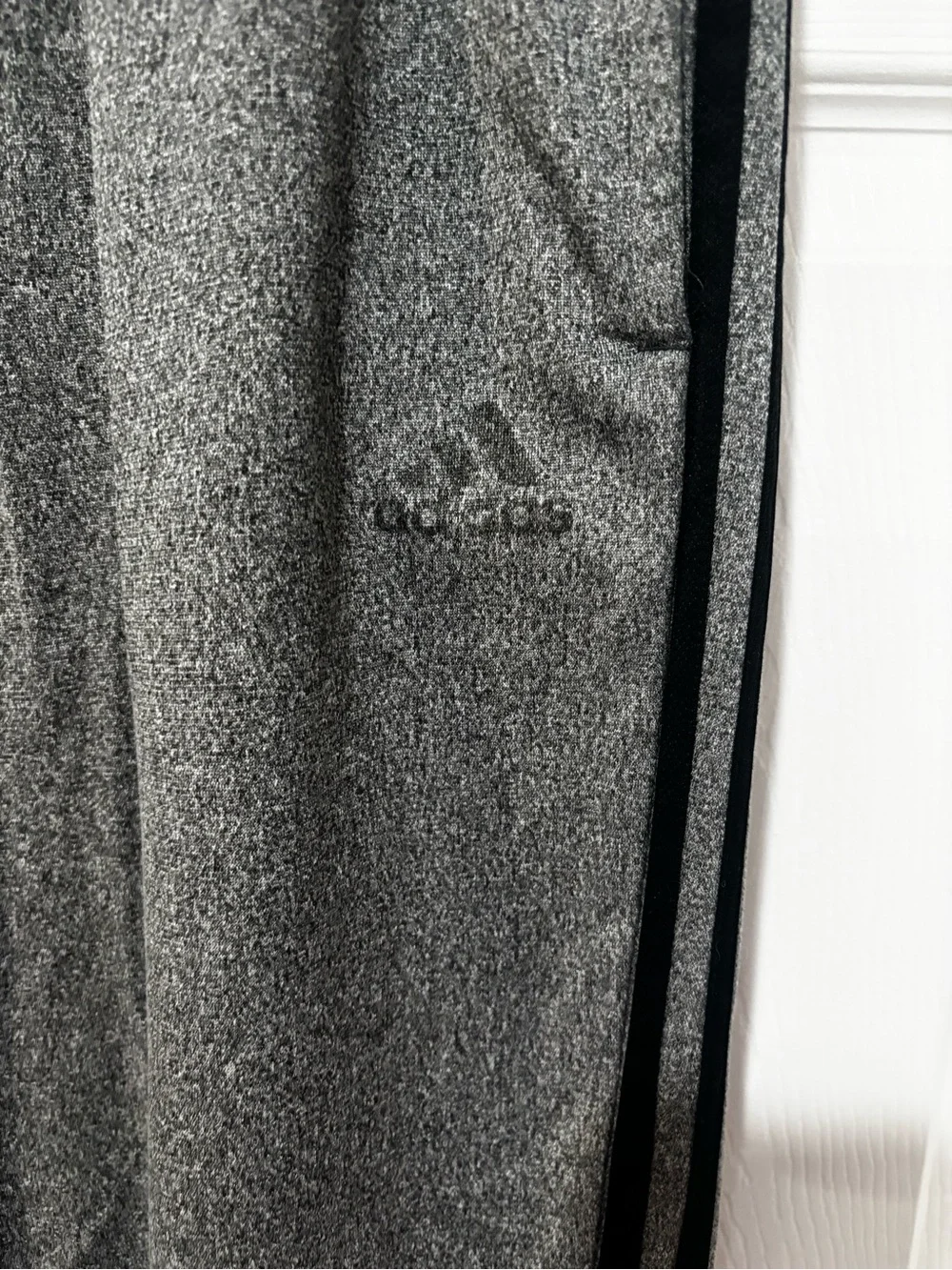 ADIDAS Men’s Gray Jogger Pants with Black Stripes-Elastic Waist w/Drawstring